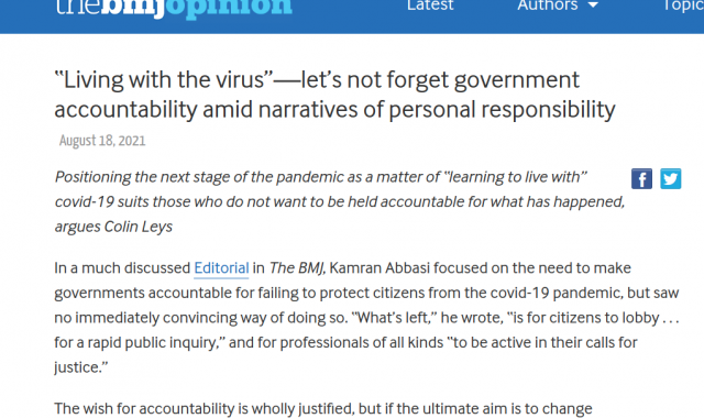 “Living with the virus”—let’s not forget government accountability amid narratives of personal responsibility